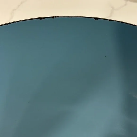 Cathrineholm Turquoise Blue On Blue Enamelware Lotus Bowl 11” Diameter MCM - Picture 10 of 17